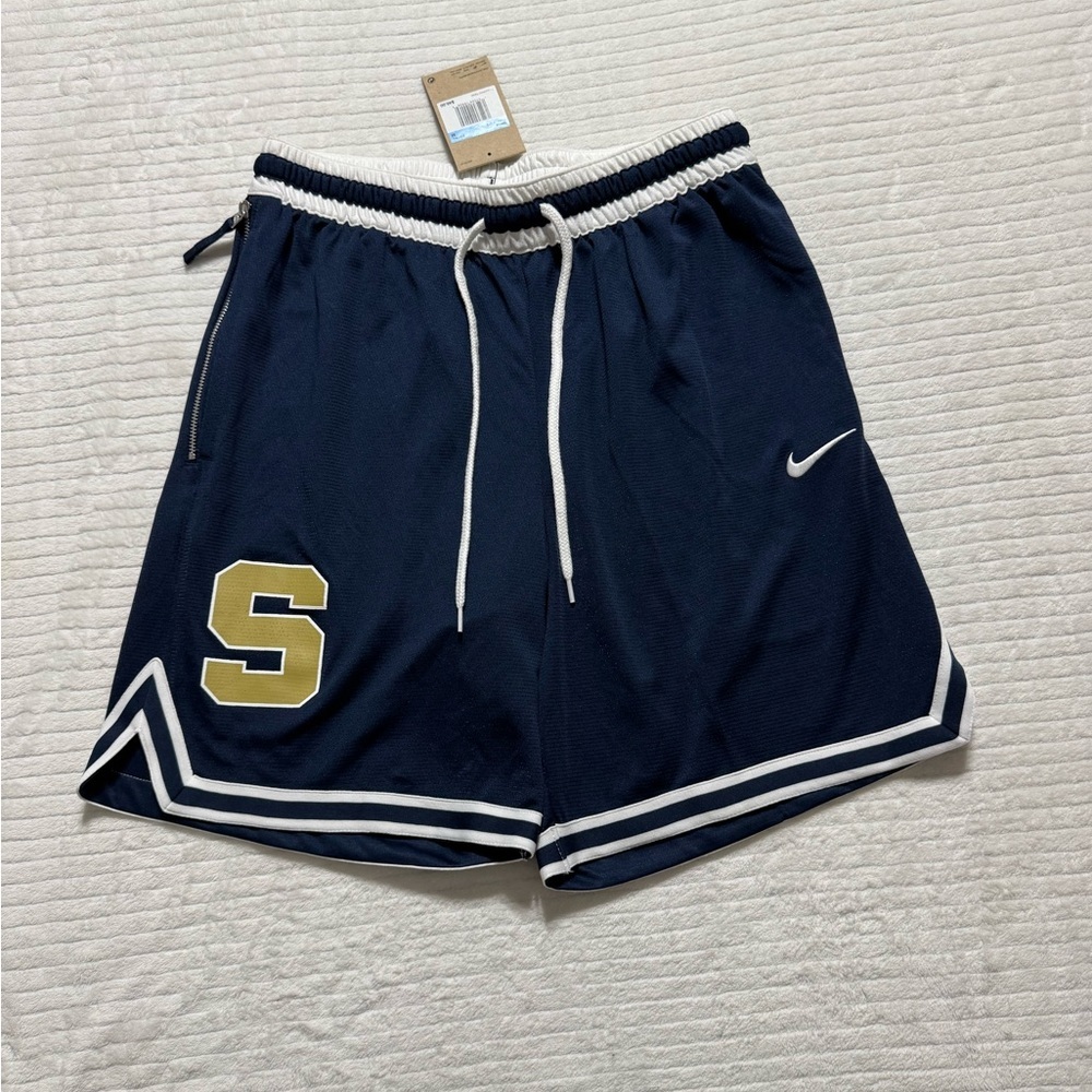 Nike Men's Navy Athletic Shorts with White Accents